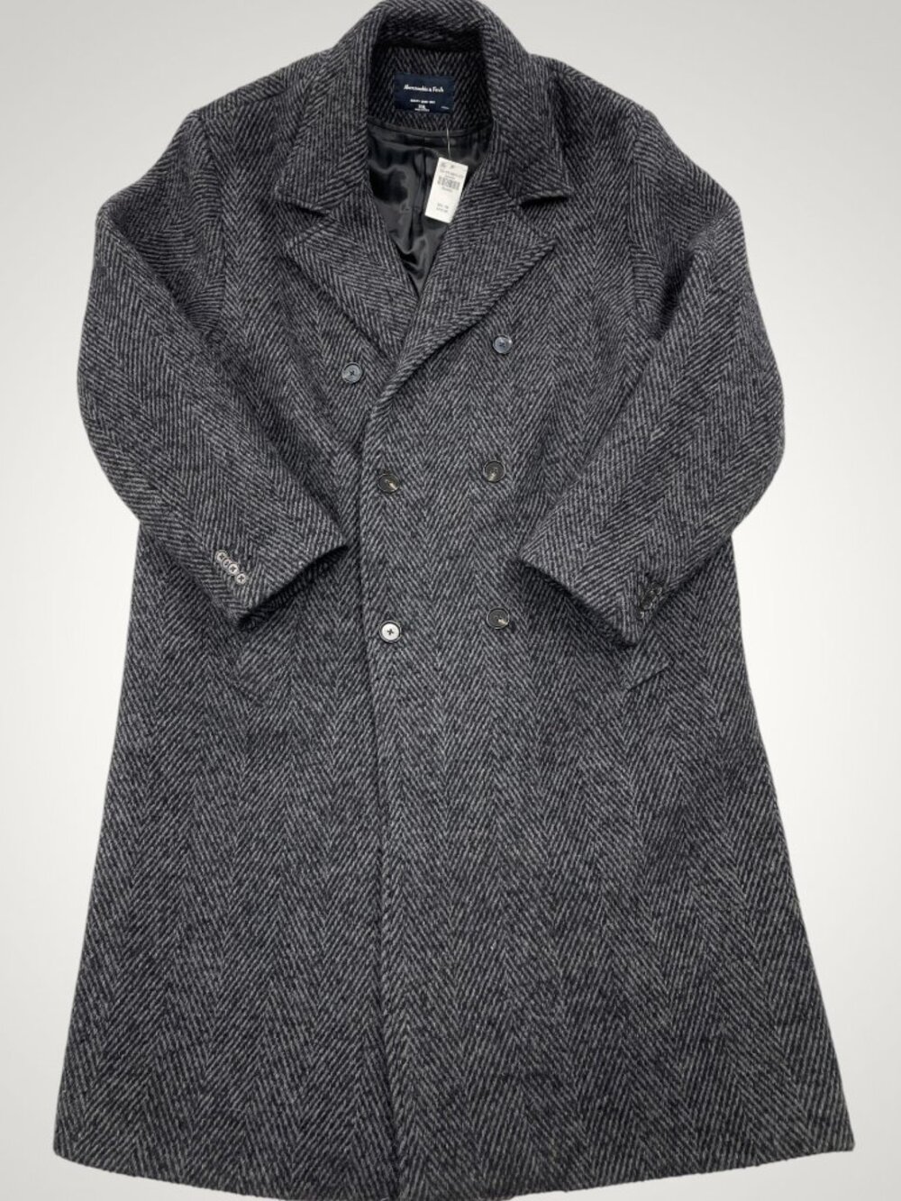 Abercrombie & Fitch Herringbone Tweed Wool Overcoat Coat Jacket Men’s XXL NEW